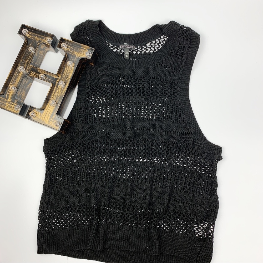 Express‎ Open Knit Black Tank